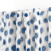 Watercolor Indigo Polka Dot