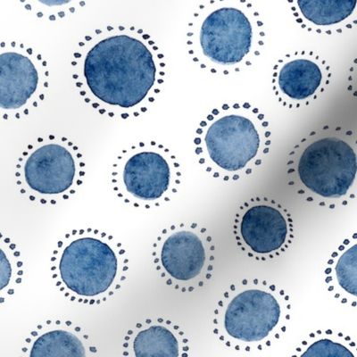 Watercolor Indigo Polka Dot