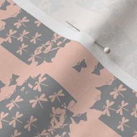 butterfly checkerboard gray and peach
