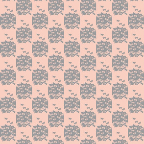 butterfly checkerboard gray and peach