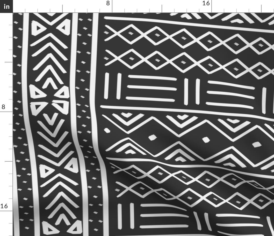 Large Charcoal African Mudcloth