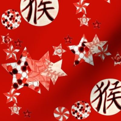 Chinese Stars and Balls Falling - Red