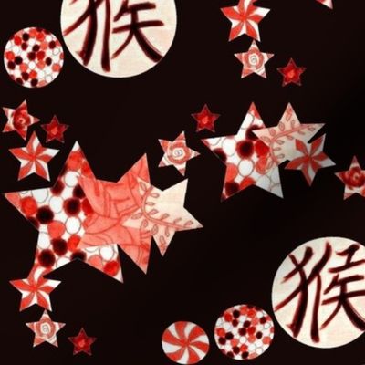 Chinese Stars and Balls Falling - Black