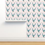 Floral Aqua Deer with Roses