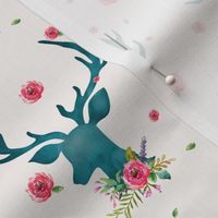 Floral Aqua Deer with Roses