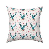 Floral Aqua Deer with Roses