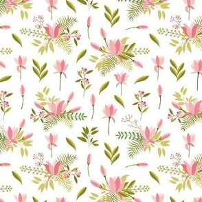 Floral Pink and Green Print
