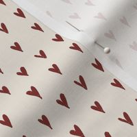 mini hearts - red on cream