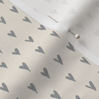 mini hearts - grey on cream