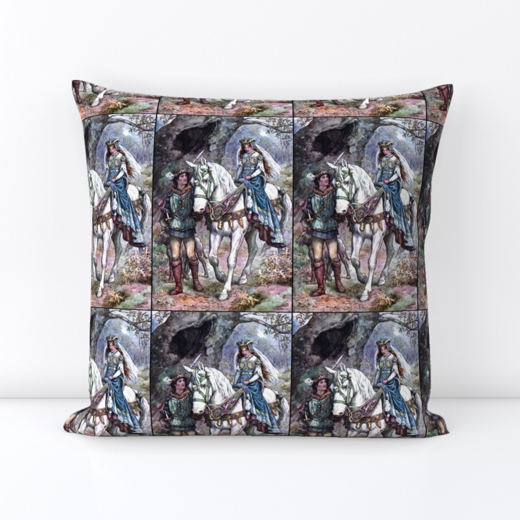  medieval knights princesses princes guards forests trees plants dogs horses fairy tales vintage retro