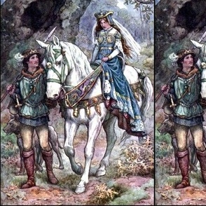  medieval knights princesses princes guards forests trees plants dogs horses fairy tales vintage retro