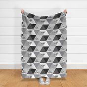 Monochrome Squiggle Triangle Cheater Quilt - Triangle Quilt - Baby Blanket