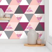 Orchid and Blush Squiggle Triangle Quilt - Cheater Quilt - Cheater Blanket