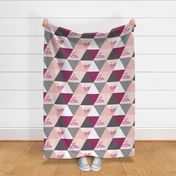 Orchid and Blush Squiggle Triangle Quilt - Cheater Quilt - Cheater Blanket