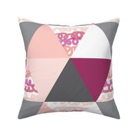 Orchid and Blush Squiggle Triangle Quilt - Cheater Quilt - Cheater Blanket