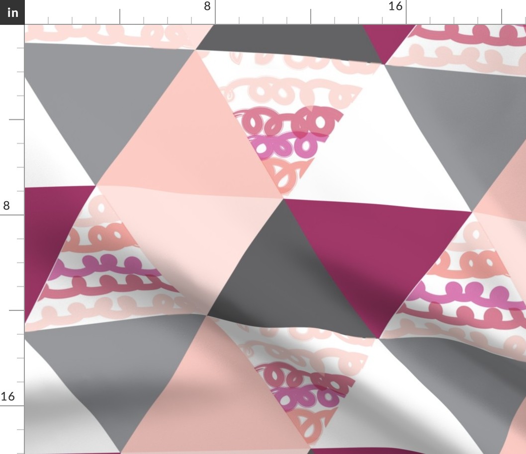 Orchid and Blush Squiggle Triangle Quilt - Cheater Quilt - Cheater Blanket