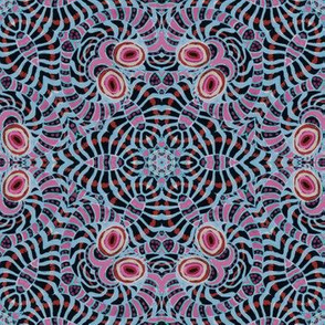 Black Sky Pink Kaleidoscope Stripes and Dots