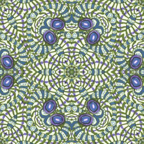 Blue Purple Kaleidoscope Stripes and Dots