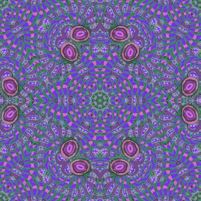 Purple Green Kaleidoscope Stripes and Dots