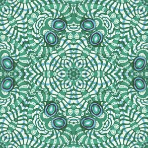 Blue Green Kaleidoscope Stripes and Dots