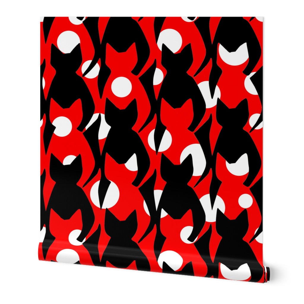 Black White and Red Polka dot Cats