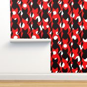 Black White and Red Polka dot Cats