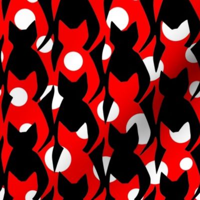 Black White and Red Polka dot Cats