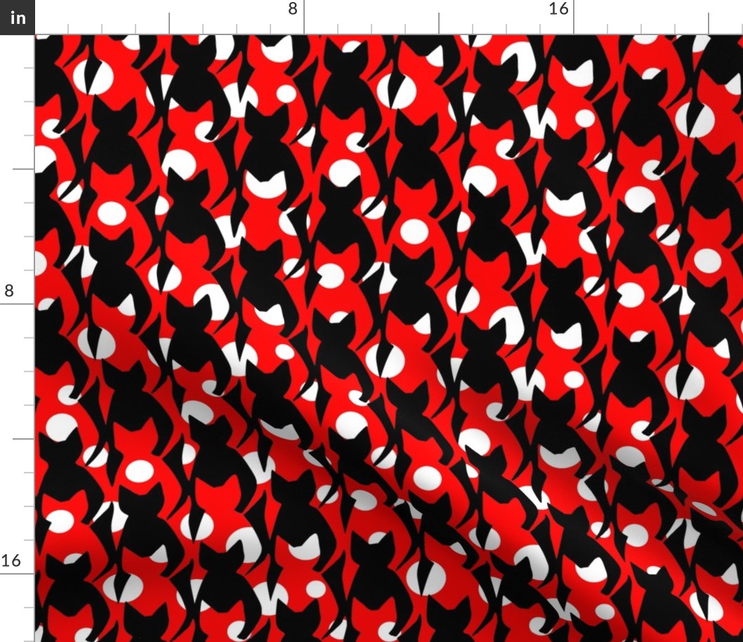 Black White and Red Polka dot Cats