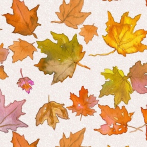 Watercolor Autumn Leaves - light background