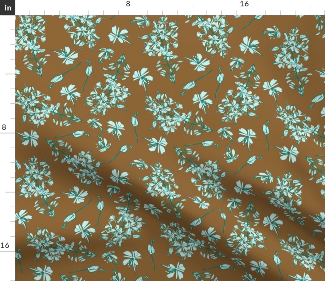 brown and blue floral