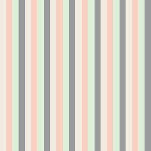 Quarter Inch Grey Cream Peach Cucumber Green Vertical Wedding Stripe