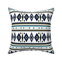 Aztec in Navy, White and Gold