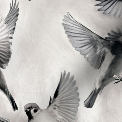 Sparrow Flight monochrome - large
