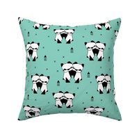 Origami animals cute panda geometric triangle and scandinavian style print black and white mint