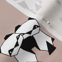 Origami animals cute panda geometric triangle and scandinavian style print black and white gender neutral beige