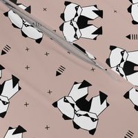 Origami animals cute panda geometric triangle and scandinavian style print black and white gender neutral beige