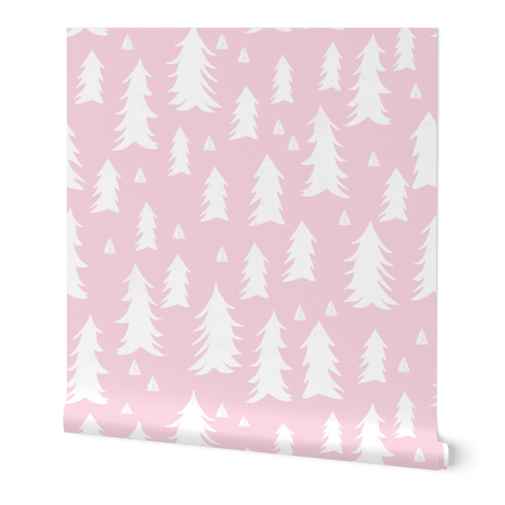 trees // pink baby girl nursery girls pink pastel fir tree forest trees