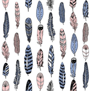feathers // pink and blue feathers pantone rosequartz serenity periwinkle pink and blue feathers print