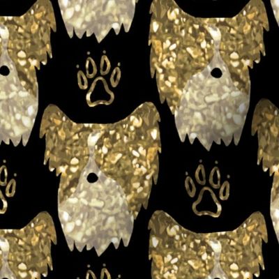 Simple Papillon faces - faux metalic gold