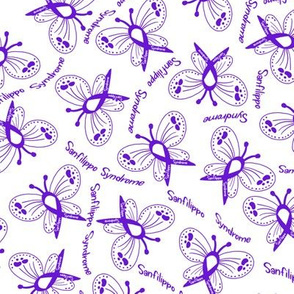 Sanfilippo Syndrome Purple Ribbon butterflies with text