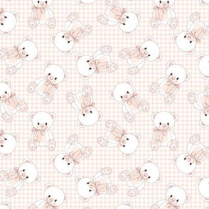 Teddies on Pink Gingham // Small-Scale