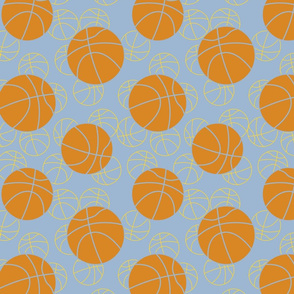 basketballs on blue