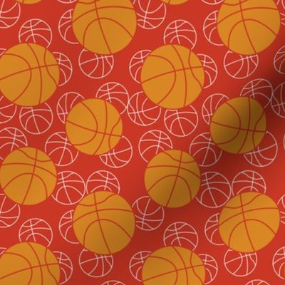 basketballs on red