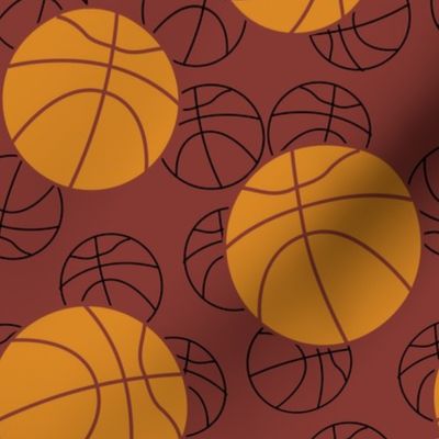 Basketballs on maroon