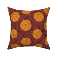 Basketballs on maroon