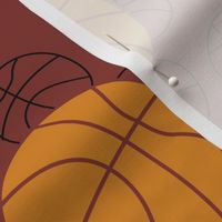 Basketballs on maroon