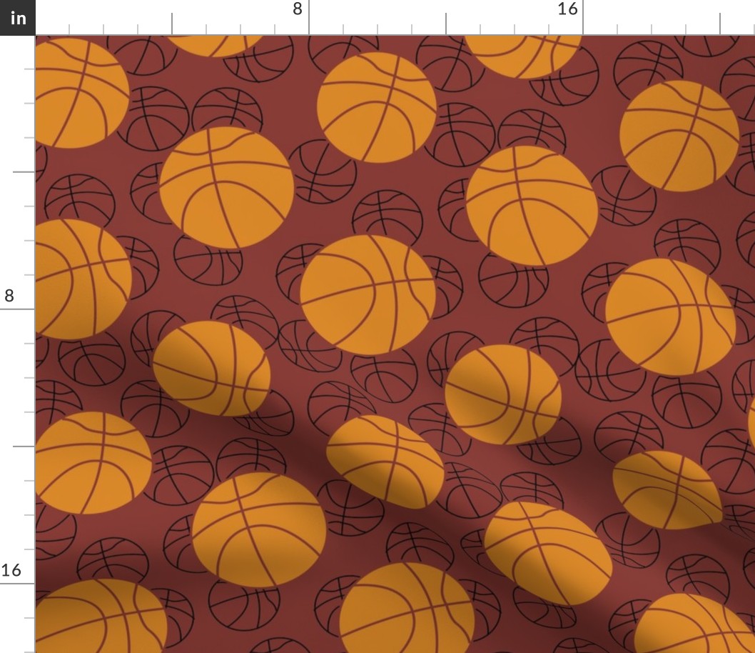 Basketballs on maroon