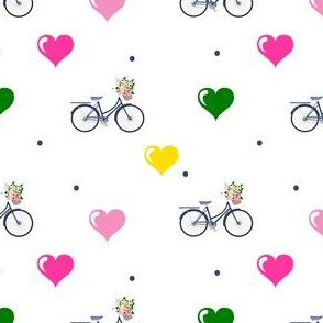 Floral Bicycle with Hearts