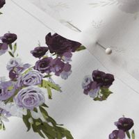 Watercolor flowers purple fall violet roses