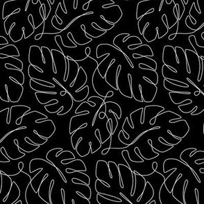 Monstera Continuous Line - Black and White_50Size